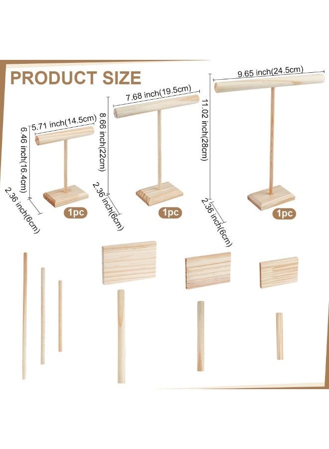 Bukela 3 Sizes Wooden Bracelet Display Stands T-bar Jewelry Holder Necklace Holder Stand Bangle Storage Rack Jewelry Organizer Display for Store Vendors Showcase Selling - Image 2